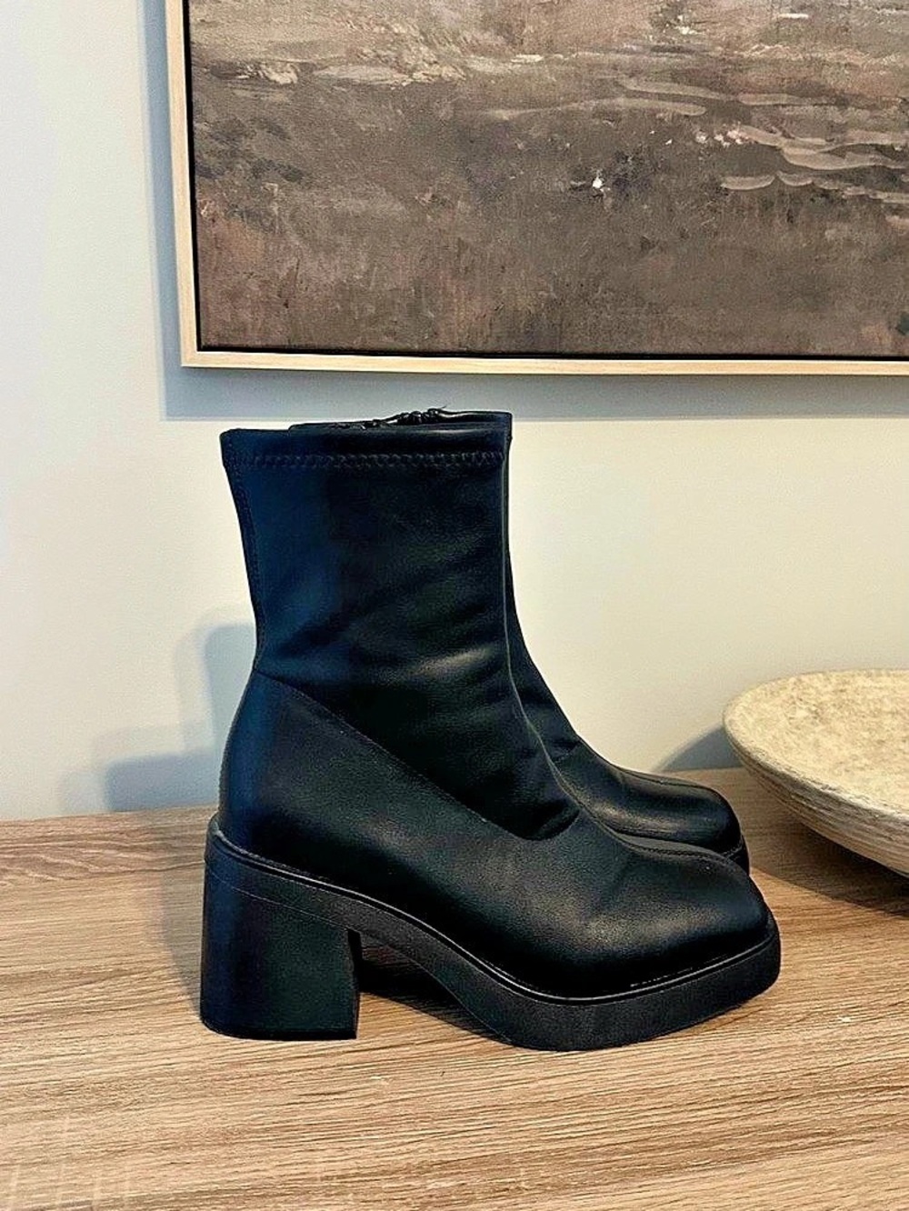 Dream Pairs Women's Platform Gogo Ankle Boots Black - size 7
